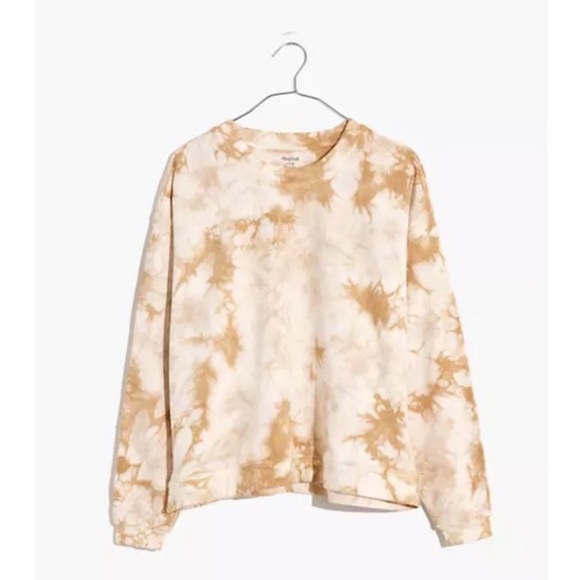 Madewell Tops - MADEWELL tan tie dye AirTerry Swing sweatshirt L NEW MA899